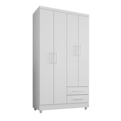 Imagem de Guarda Roupa Pequeno 90cm 4 Portas e 2 Gavetas Madri Branco