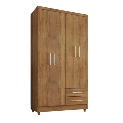 Imagem de Guarda Roupa Pequeno 90cm 4 Portas e 2 Gavetas Madri cor Cedro