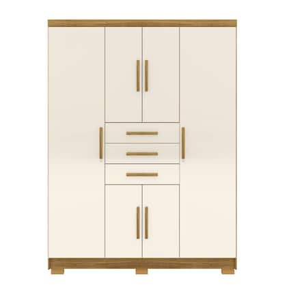 Imagem de Guarda Roupa Pequeno Taurus 6 Portas 3 Gavetas Nature e Champanhe - Vila Rica