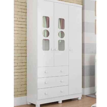 Imagem de Guarda Roupa Peroba Tedy 3 Portas e 3 Gavetas MDF Cor Branco