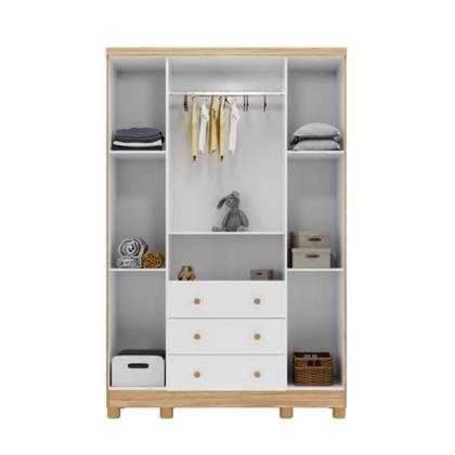 Imagem de Guarda Roupa Peroba Tedy 4 Portas e 3 Gavetas Branco C Amêndoa
