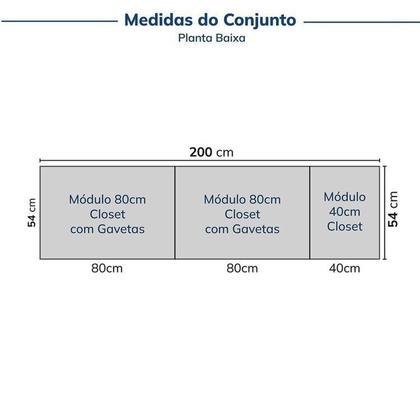 Imagem de Guarda-Roupa Planejado 3 Peças sem Portas Jade CabeCasa MadeiraOriginals Cinza/Urbano