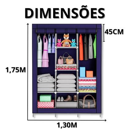 Imagem de Guarda Roupa Portátil Dobrável Armário Organizador Dobravel Organizadores De Roupas Desmontável Casa