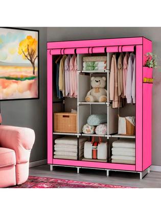 Imagem de Guarda Roupa Portátil Dobrável com Prateleiras Reforçadas e Zíper - Organizador de Roupas Compacto para Quarto e Closet 