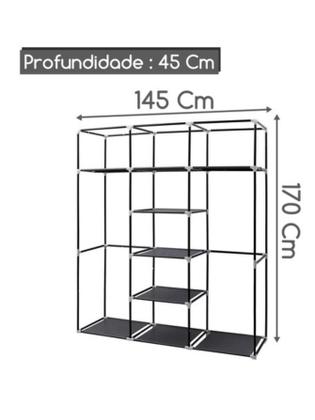 Imagem de Guarda Roupa Portátil Dobrável com Prateleiras Reforçadas e Zíper - Organizador de Roupas Compacto para Quarto e Closet 