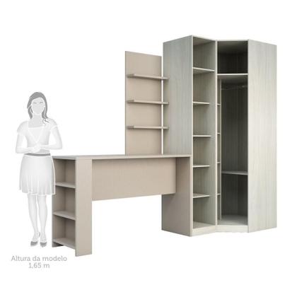 Imagem de Guarda Roupa Prateleiras E Bancada Com Painel Crema
