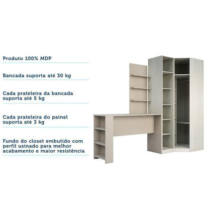Imagem de Guarda Roupa Prateleiras E Bancada Com Painel Crema