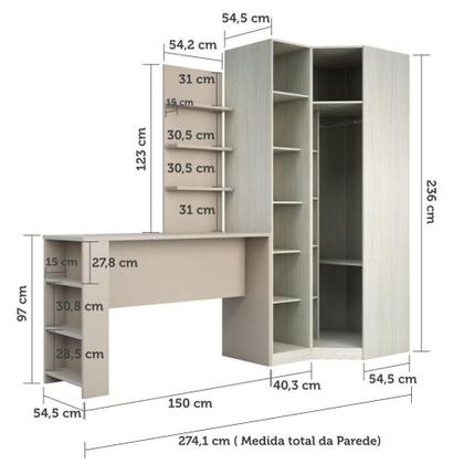 Imagem de Guarda Roupa Prateleiras E Bancada Com Painel Crema
