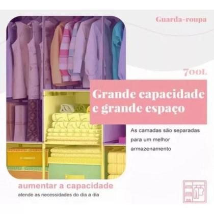 Imagem de Guarda roupa prateleiras portatil armario arara cabideiro prateleira organizador brinquedos