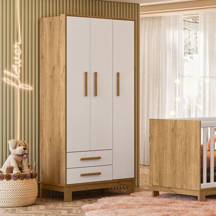 Imagem de Guarda-Roupa Q Encanto Slim Freijo com Branco - QMovi