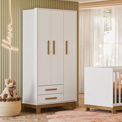 Imagem de Guarda Roupa Quarto Infantil Bebê 3 Portas 2 Gavetas 1 Cabideiro Q Encanto Slim 4340