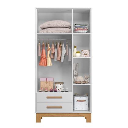Imagem de Guarda Roupa Quarto Infantil Bebê 3 Portas 2 Gavetas 1 Cabideiro Q Encanto Slim 4340