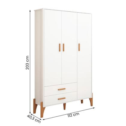 Imagem de Guarda Roupa Quarto Infantil Iris com 3 Portas e 1 Gaveta