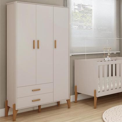 Imagem de Guarda Roupa Quarto Infantil Iris com 3 Portas e 1 Gaveta