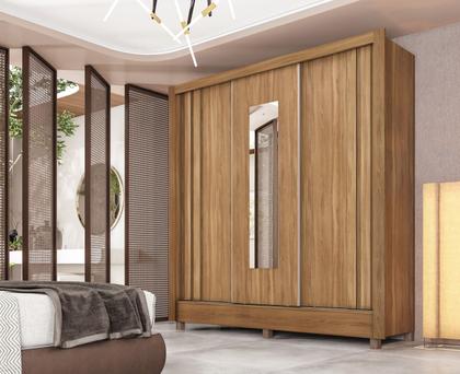 Imagem de Guarda-Roupa - RAVEL 3P - Amêndola Touch/ Off White