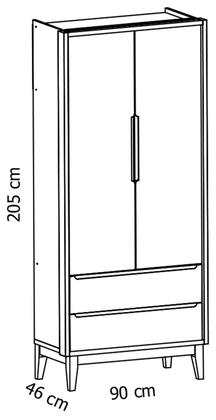 Imagem de Guarda-Roupa Retrô 2 Portas Classic New Branco Fosco com Madeira - MoveisAqui