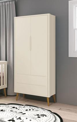 Imagem de Guarda-Roupa Retrô 2 Portas Théo New Areia Fosco com Madeira - Reller