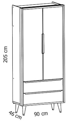 Imagem de Guarda-Roupa Retrô 2 Portas Théo New Branco Fosco com Madeira - Reller