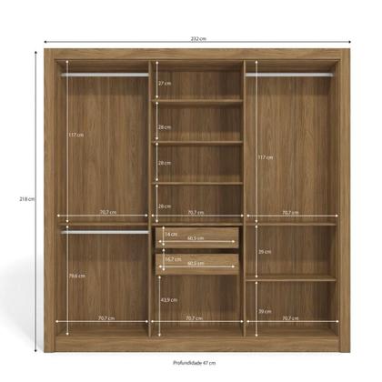 Imagem de Guarda Roupa / Roupeiro 6 Portas 2 Gavetas Kappesberg M569 218x223x47cm