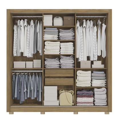 Imagem de Guarda Roupa Roupeiro Casal com 3 Portas de Correr e Espelho CB01M570 Kappesberg