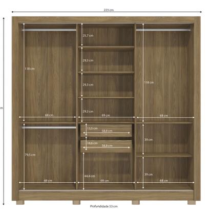 Imagem de Guarda Roupa Roupeiro Casal com 3 Portas de Correr e Espelho CB01M570 Kappesberg