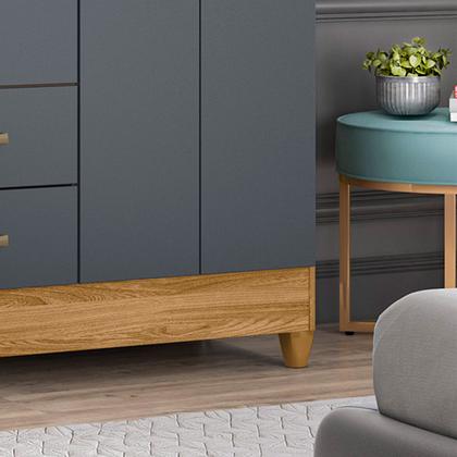 Imagem de Guarda Roupa Roupeiro Casal Panama 6 Portas 2 Gavetas Freijo com Cinza - Moval