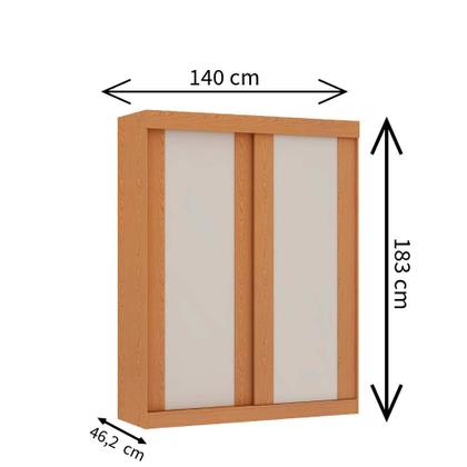 Imagem de Guarda Roupa Roupeiro com 2 Portas de Correr e 2 Gavetas Toledo 100% MDF 0568 Genialflex