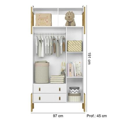 Imagem de Guarda Roupa Roupeiro Infantil Fantasia 4375 Qmovi Branco Acetinado