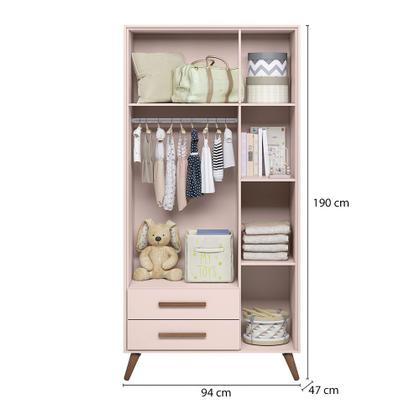 Imagem de Guarda Roupa Roupeiro Infantil Qencanto Retrô Qmovi Rosa