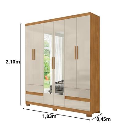 Imagem de Guarda Roupa San Diego 6 Portas e 4 Gavetas com Espelhos