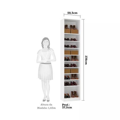 Imagem de Guarda Roupa Sapateira 1 Porta 50cm com Vidro Reflecta Bronze Prime Luciane Móveis