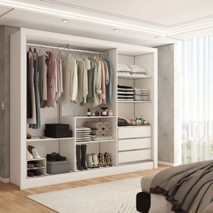 Imagem de Guarda-Roupa Sebastian 3 Portas com Espelho 3 Gavetas Branco/Cinamomo - Panorama Móveis