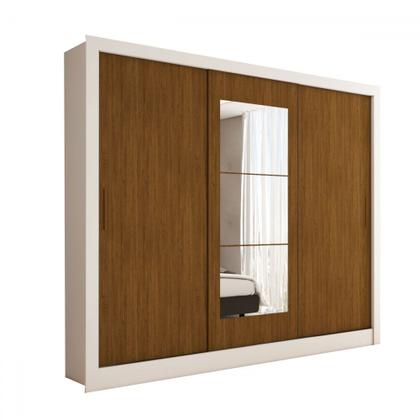 Imagem de Guarda-Roupa Sebastian 3 Portas com Espelho 3 Gavetas Branco/Cinamomo - Panorama Móveis