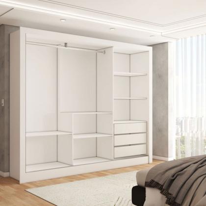 Imagem de Guarda-Roupa Sebastian 3 Portas com Espelho 3 Gavetas Branco/Cinamomo - Panorama Móveis
