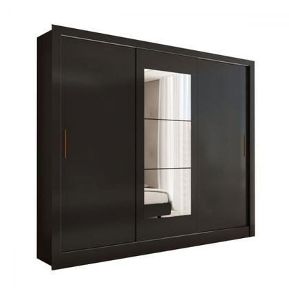 Imagem de Guarda-Roupa Sebastian 3 Portas com Espelho 3 Gavetas Preto - Panorama Móveis