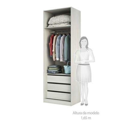 Imagem de Guarda Roupa Sem Porta, 3 Gavetas, 1 Cabideiro Legno Crema