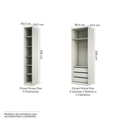 Imagem de Guarda Roupa Sem Porta, 3 Gavetas, 1 Cabideiro Legno Crema