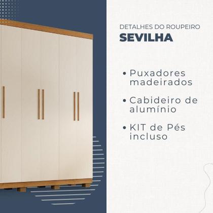 Imagem de Guarda Roupa Sevilha 6 Portas 4 Gavetas Benetil Móveis Cinamomo Com Off White