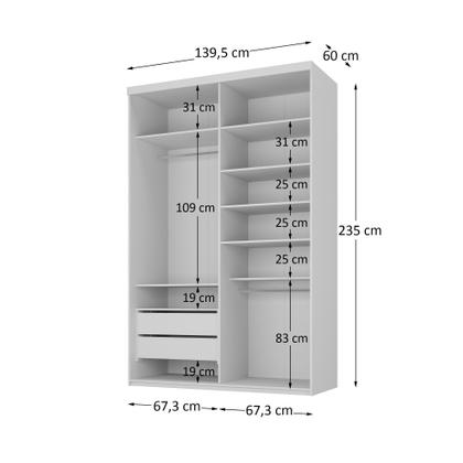 Imagem de Guarda-roupa Solteiro 100% Mdf Bp com 2 Portas de Espelho Geneve