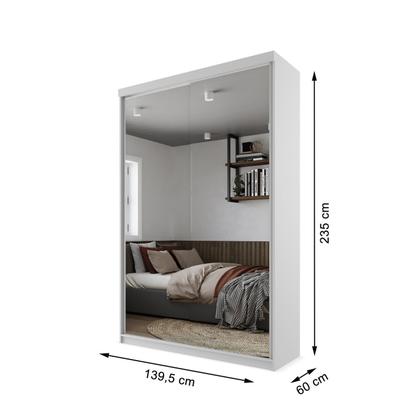 Imagem de Guarda-roupa Solteiro 100% Mdf Bp com 2 Portas de Espelho Geneve