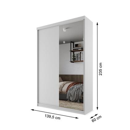 Imagem de Guarda-roupa Solteiro 100% Mdf Bp com 2 Portas e 1 Espelho Geneve