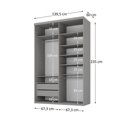 Imagem de Guarda-roupa Solteiro 100% Mdf Bp com 2 Portas e 1 Espelho Geneve