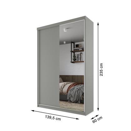 Imagem de Guarda-roupa Solteiro 100% Mdf Bp com 2 Portas e 1 Espelho Geneve