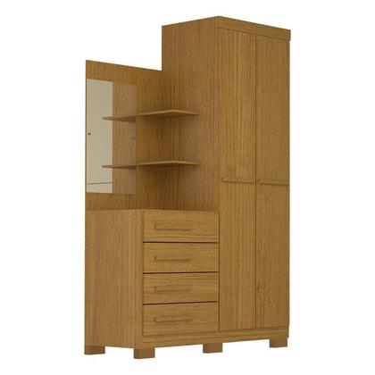Imagem de Guarda-roupa Solteiro 110,20cm 2 Portas 4 Gavetas com Espelho 100% Mdf
