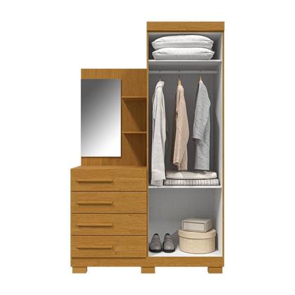 Imagem de Guarda-roupa Solteiro 110,20cm 2 Portas 4 Gavetas com Espelho 100% Mdf