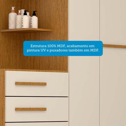 Imagem de Guarda-roupa Solteiro 110,20cm 2 Portas 4 Gavetas com Espelho 100% Mdf Melissa