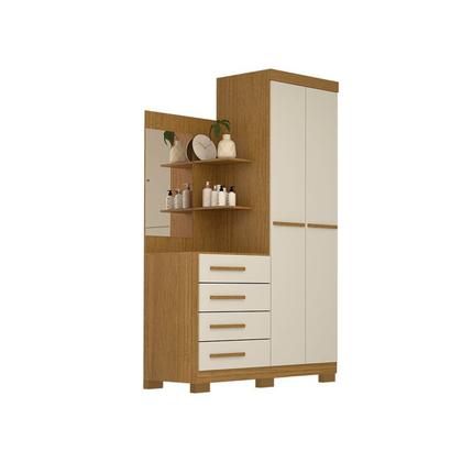 Imagem de Guarda-roupa Solteiro 110,20cm 2 Portas 4 Gavetas com Espelho 100% Mdf Melissa