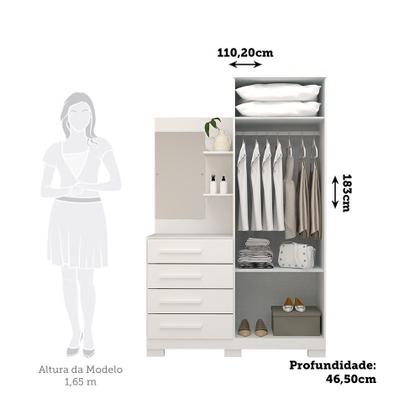 Imagem de Guarda Roupa Solteiro 110cm 2 Portas e 4 Gavetas com Espelho Flex Color 100% Mdf Melissa
