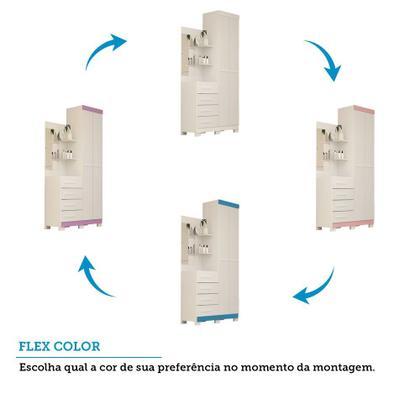Imagem de Guarda Roupa Solteiro 110cm 2 Portas e 4 Gavetas com Espelho Flex Color 100% Mdf Melissa