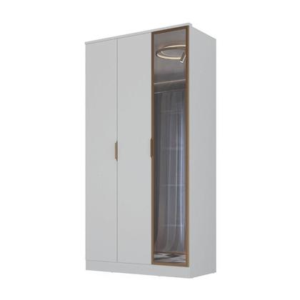 Imagem de Guarda Roupa Solteiro 1,20m 3 Portas c/ Reflecta e LED